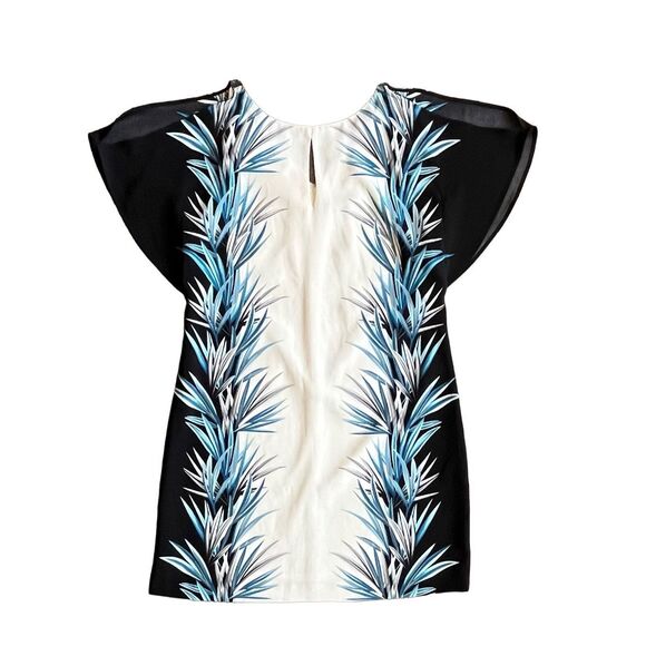 Womens White House Black Market palm print shift cold shoulder dress - Size 8 - Picture 4 of 15